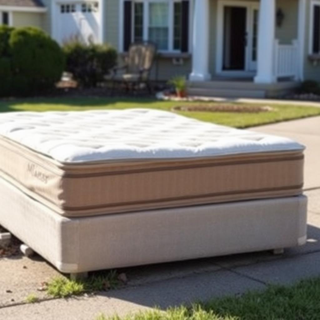 Mattress and box spring set out for haul-away